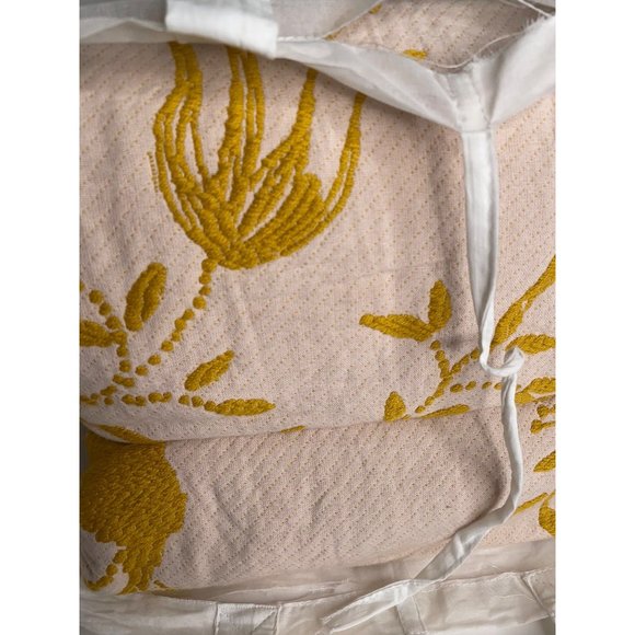 Anthropologie Jacquard Woven Porte Bonheur King Duvet Cover Gold Yellow Blooms - Picture 6 of 6